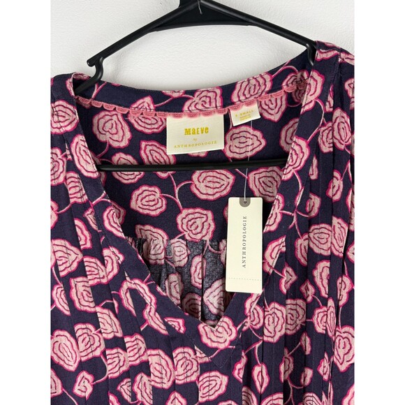 NWT Maeve by Anthropologie Pleated floral Blouse Size XS - Picture 4 of 17